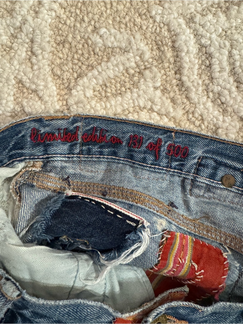 Women’s Distressed Patchwork Blue Jeans - Picture 9 of 11